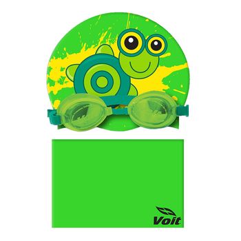 Set Acuatico Kids Gorra + Goggle + Toalla Explorer Verde