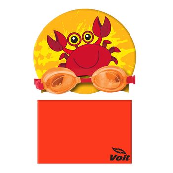 Set Acuatico Kids Gorra + Goggle + Toalla Explorer Naranja