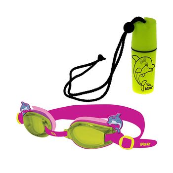 Set de Natación Kids Goggle + Botella Aqua Rock Rosa