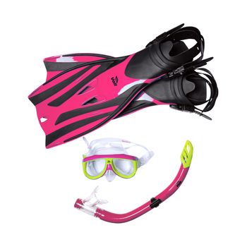 Set Acuatico Adulto Aletas + Visor + Snorkel Triton G-XG Rosa