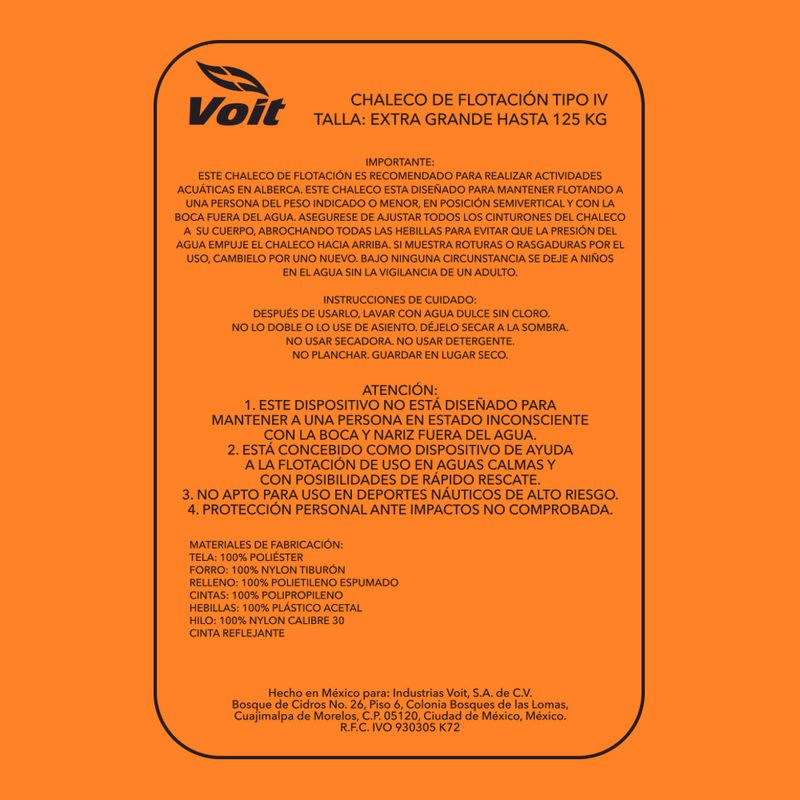 Chaleco-Auxiliar-de-Flotacion-para-Adulto-Extra-Grande-Naranja