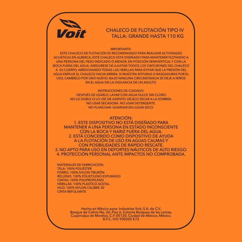 Chaleco-Auxiliar-de-Flotacion-para-Adulto-Grande-Naranja