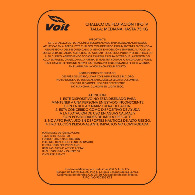 Chaleco-Auxiliar-de-Flotacion-para-Adulto-Mediana-Naranja