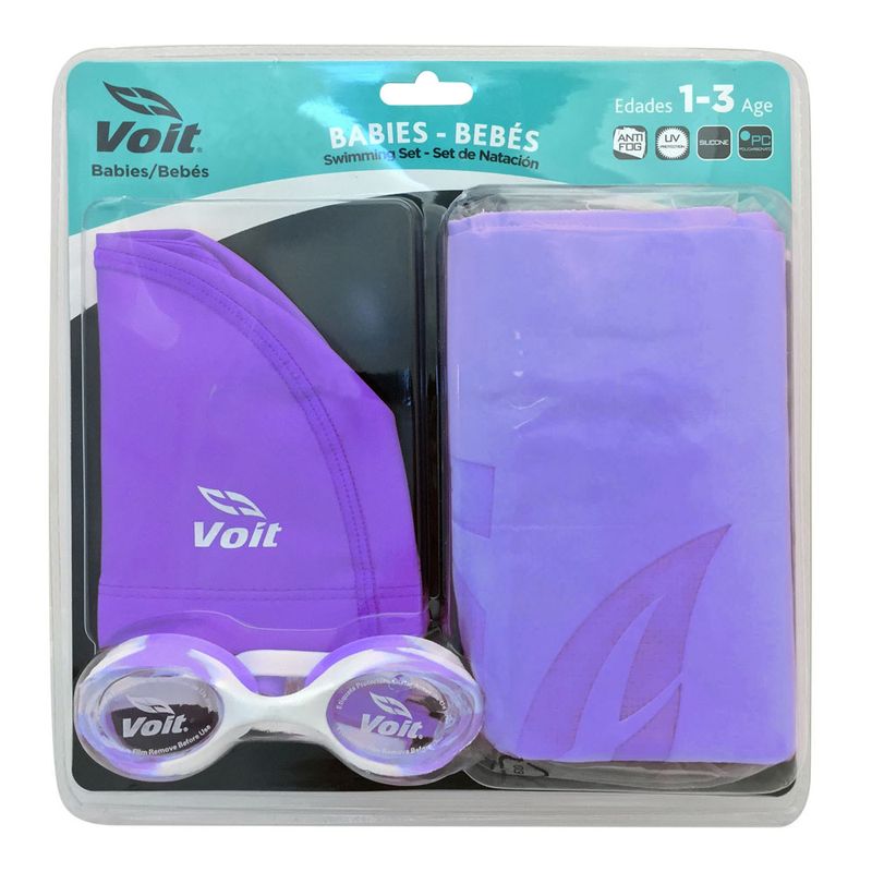 set-de-natacion-baby-goggle-gorra-toalla-morado