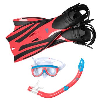 Set Acuatico Adulto Aletas + Visor + Snorkel Triton G-XG Naranja