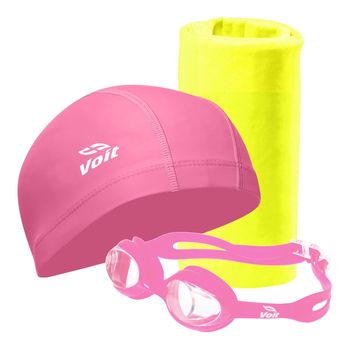 Set de Natación Baby Goggle + Gorra + Toalla Baby Rosa